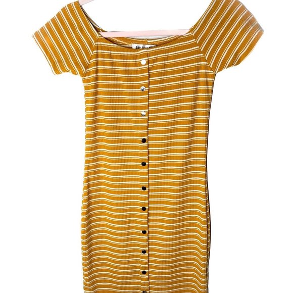 90s 'Say What?' Ribbed Striped Dress - Picture 1 of 2